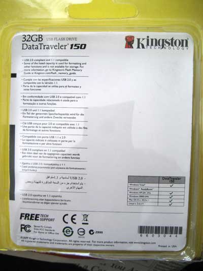 Counterfeit Kingston DataTraveler 150 32GB flash drive-Back